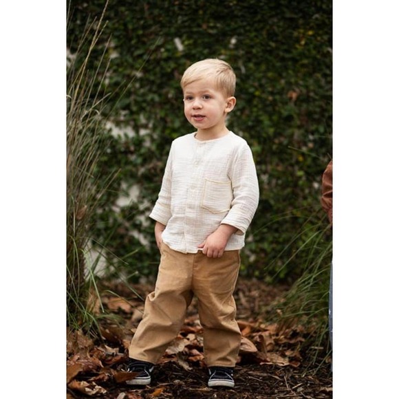 NWT Wren Amber Jake Boy Long Sleeve Shirt Size 2T-Sand Gauze - Picture 1 of 3